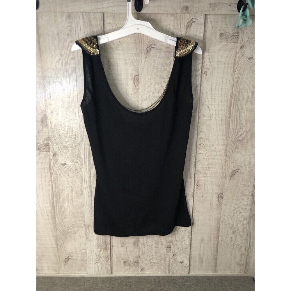 Women's Kardashian Kollection Black Bling Shoulder Tank Top Size XS